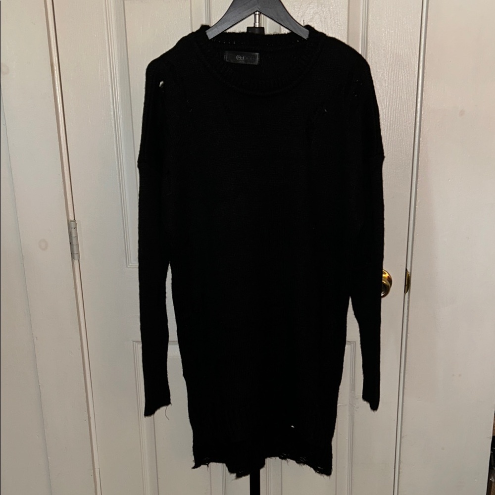 Foxblood Black Distressed Knit Sweater, Excellent condition!